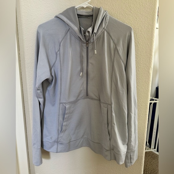 Athleta Gray Striped Pullover XL - Picture 1 of 3